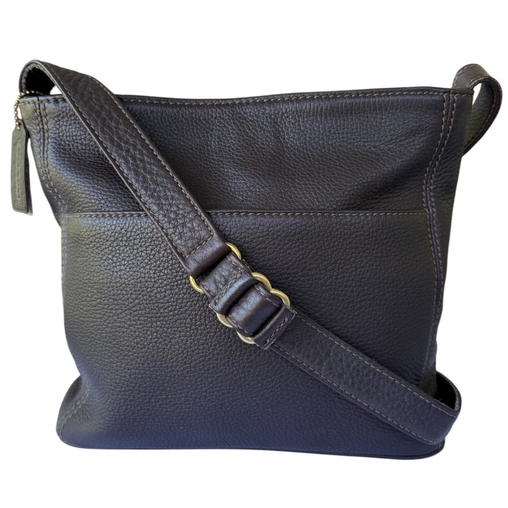 VINTAGE COACH Sonoma Pocket Zip Crossbody Legacy Bag, Pebbled Brown Leather